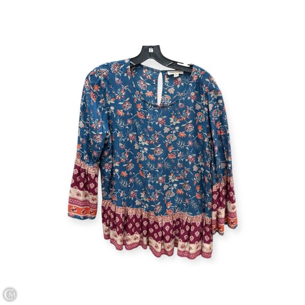 Top Long Sleeve By Beachlunchlounge In Blue & Red, Size: L Online Sale