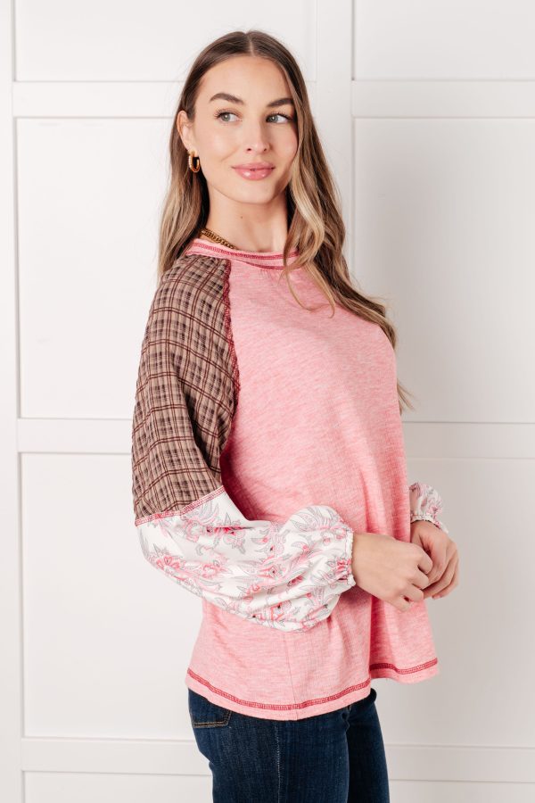 Walk for Miles Floral Color Block Top For Cheap - Image 5
