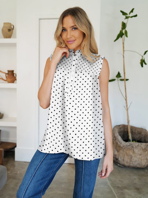 Frill Printed Mock Neck Top (multiple color options) Online now - Image 4