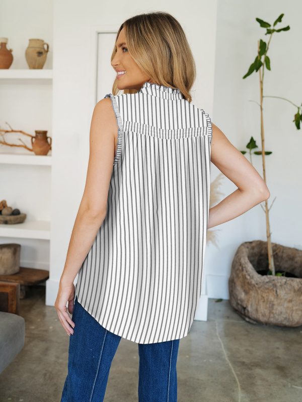 Frill Printed Mock Neck Top (multiple color options) Online now - Image 2