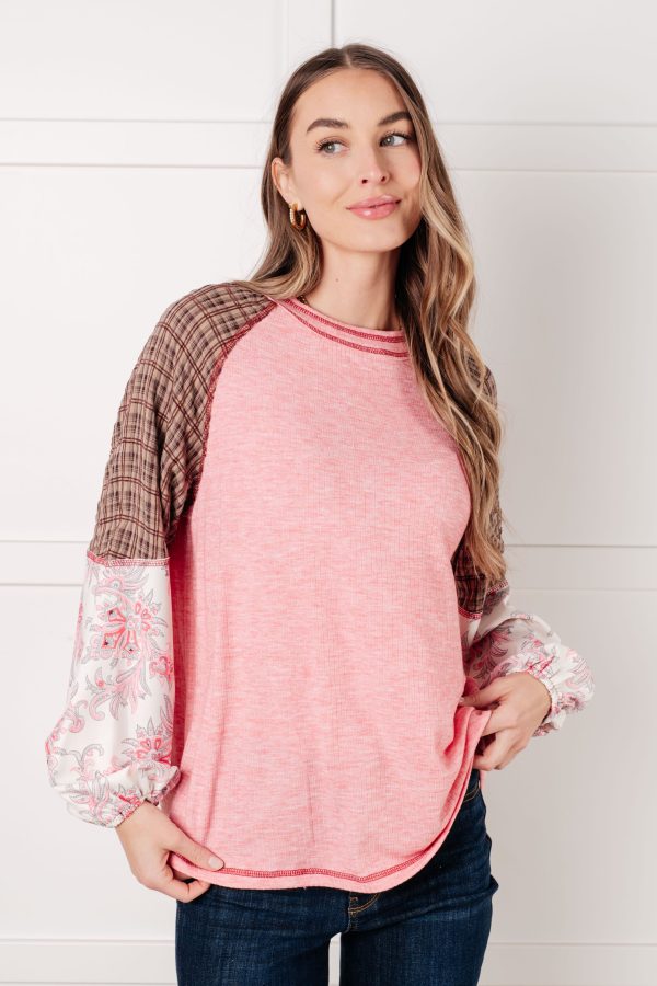 Walk for Miles Floral Color Block Top For Cheap