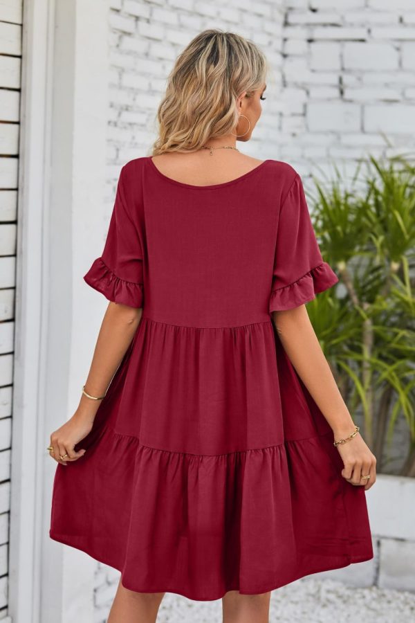 Mandy V-Neck Flounce Sleeve Tiered Dress (multiple color options) Fashion - Image 3