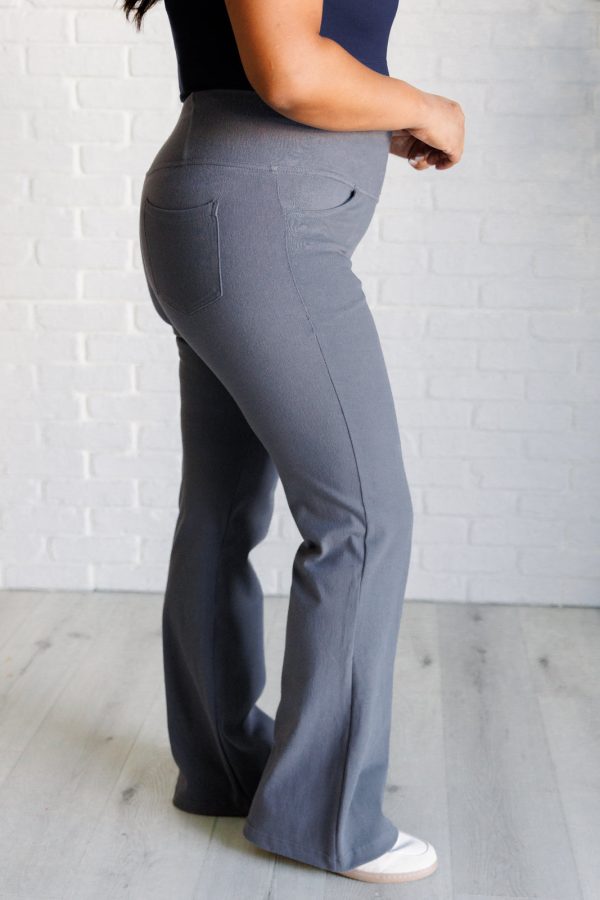 Building Habits Twill Flared Crossover Waist Pant in Titanium Supply - Image 5