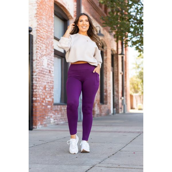 The Kinsley Purple Full Length Leggings - Luxe by Julia Rose® For Sale - Image 3