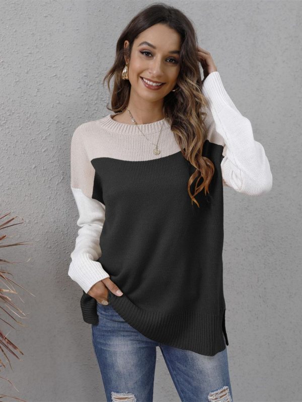 Color Block Round Neck Sweater (multiple color options) Online Hot Sale - Image 4