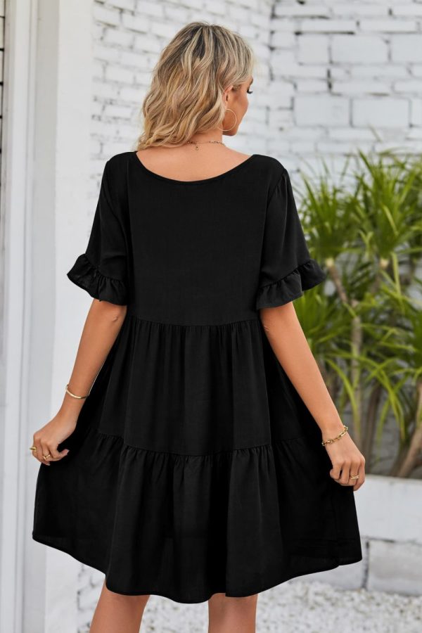 Mandy V-Neck Flounce Sleeve Tiered Dress (multiple color options) Fashion - Image 5